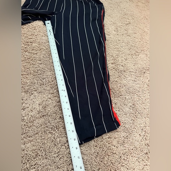 Large ett:twa Anthropologie pull on cropped pants navy white stripe red piped - Picture 17 of 17